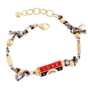 Evil Eye Love Cord Bracelet – Gold Tone Adjustable 6.5” + 1” – NWT – Last One
